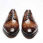 Обувь ручной работы handmade. Livemaster - original item Derby classic genuine crocodile leather, brown color.. Handmade.