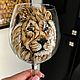 A glass painting of lion. Wine Glasses. ArtAnett_vitrage (Anna). Online shopping on My Livemaster.  Фото №2