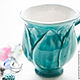 Turquoise flower. Cup handmade ceramics. Mugs and cups. JaneCeramics. My Livemaster. Фото №4