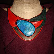 Комплект (колье, серьги) из натуральной кожи Геральдик Рыжий