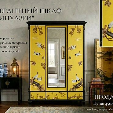 Винтаж ручной работы. Ярмарка Мастеров - ручная работа Винтаж: Старинный шкаф с ручной росписью. Handmade.