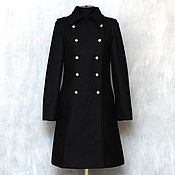 Одежда handmade. Livemaster - original item Women`s winter coat, black double-breasted, wool. Handmade.
