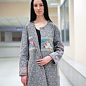 Одежда handmade. Livemaster - original item Designer coat with print, womens coat. Handmade.