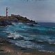Pastel Turquoise surf painting (lighthouse waves seascape). Pictures. Pastelena. Online shopping on My Livemaster.  Фото №2