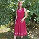 Linen dress-Bright summer, with the author's painting. Dresses. Kupava - ethno/boho. My Livemaster. Фото №6