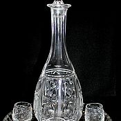 Винтаж handmade. Livemaster - original item Beautiful, crystal, vodka set with glasses. Handmade.