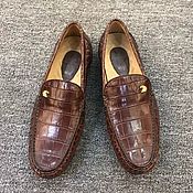Обувь ручной работы handmade. Livemaster - original item Men`s moccasins, crocodile leather, brown.. Handmade.