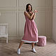 Linen dress in pink with white lace. Dresses. molinialife. Online shopping on My Livemaster.  Фото №2