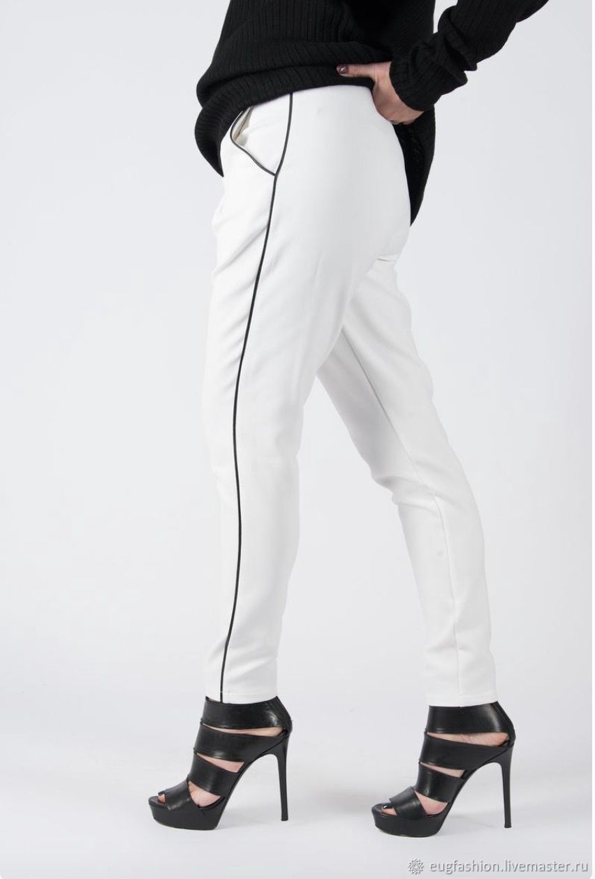 White winter skinny trousers, elegant leggings - PA0584NE, Pants, Sofia,  Фото №1