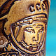 Leather cup holder ' Yuri Gagarin'. Water Glasses. VOLGA-VOLGA. My Livemaster. Фото №5