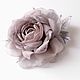 fabric flower. Chiffon rose brooch ' Gretta cold', Brooches, Vidnoye,  Фото №1