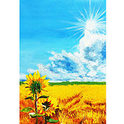 Картины и панно handmade. Livemaster - original item Painting sunflowers 