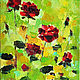 Картина маслом Розы в саду живопись цветы  ярко зелёный красный, Картины, Москва,  Фото №1
