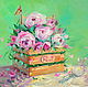 Oil painting on canvas. Roses in a box. Butterfly, Pictures, Moscow,  Фото №1
