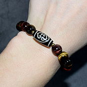 Украшения handmade. Livemaster - original item Bracelet from natural stones with bead Dzi. Handmade.