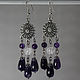 Large earrings with amethyst and rock crystal. Earrings. martynko (designvsego). Online shopping on My Livemaster.  Фото №2