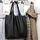 Order Bag Oversize Leather Black Shoulder T Shirt Tote Hobo Shopper. BagsByKaterinaKlestova (kklestova). Livemaster. . Sacks Фото №3