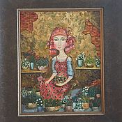 Картины и панно handmade. Livemaster - original item the painting Girl with flowers. Handmade.