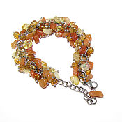 Украшения handmade. Livemaster - original item Medovik chain bracelet with cirtrine and agate stones. Handmade.