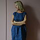 Итальянское платье синее в горошек. Льняное платье, Платья, Москва,  Фото №1