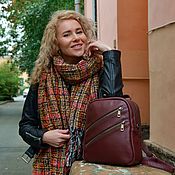 Рюкзак кожаный женский коричнево-бежевый "Дея"