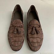 Обувь ручной работы handmade. Livemaster - original item Men`s loafers, crocodile, nubuck, in brown!. Handmade.
