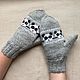 Варежки жаккардовые Панды серые. Варежки. Лена Коробова (lazylazyknits). Ярмарка Мастеров.  Фото №6