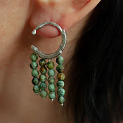 Украшения handmade. Livemaster - original item Silver earrings with turquoise - Earrings with turquoise pendants. Handmade.