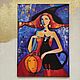 Vertical painting 50 by 70 cm witch painting blue red painting, Pictures, St. Petersburg,  Фото №1