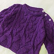 Одежда детская handmade. Livemaster - original item Sweaters and jumpers: Purple openwork knitted children`s jumper. Handmade.