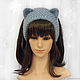 Headband with Cat ears knitted hair Pink. Bandage. Space Cat Knitting. My Livemaster. Фото №4