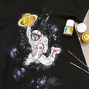 Мужская одежда handmade. Livemaster - original item T-shirt with hand-painted Cosmos. Handmade.