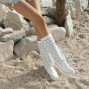 Обувь ручной работы handmade. Livemaster - original item boots: MARGO - Perforated white leather boots - Boots - Italy. Handmade.