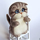 Kitty Beige stripey felted toy, Felted Toy, Moscow,  Фото №1