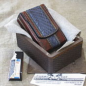 Сувениры и подарки handmade. Livemaster - original item Cigarette case with crocodile insert in a gift box. Regular cigarettes. Handmade.