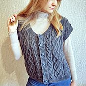 Одежда handmade. Livemaster - original item Women`s knitted button-down vest and tank top. Handmade.