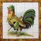 Painted tiles Apron over the stove Tuscany Grenades