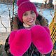 Вязаная шапка из ангоры с помпоном «Фуксия», Шапки, Санкт-Петербург,  Фото №1
