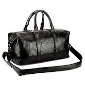 Сумки и аксессуары handmade. Livemaster - original item Leather travel and sports bag Washington (gloss black). Handmade.