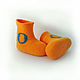 Orange felted booties with the letter O 12 cm a year, Socks, Moscow,  Фото №1