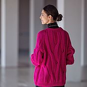 Одежда handmade. Livemaster - original item Jerseys: Pink women`s knitted sweater with braids oversize to order. Handmade.