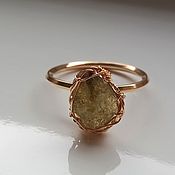 Украшения handmade. Livemaster - original item Ring with chrysolite crystal in 925 silver with gold plating. Handmade.