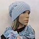 Knitted set - cap and shoulder strap, Blue sky. Headwear Sets. Cozy corner (nadejdamoshkina). Online shopping on My Livemaster.  Фото №2