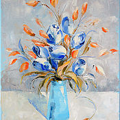 Картины и панно handmade. Livemaster - original item Oil painting. blue tulips. interior painting. Handmade.