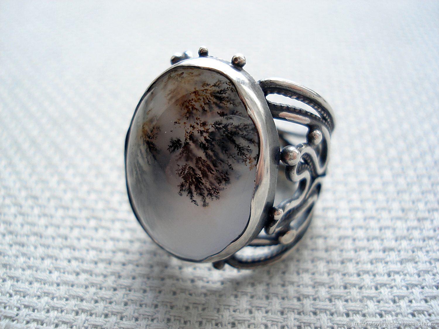 Агат моховый камень кольцо