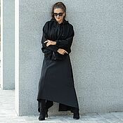 Одежда handmade. Livemaster - original item Wool jacket with a hood oversize black. Handmade.