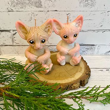 Сувениры и подарки ручной работы. Ярмарка Мастеров - ручная работа Свеча   Котенок сфинкс. Handmade.