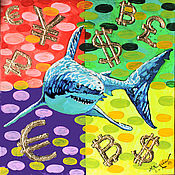 Картины и панно handmade. Livemaster - original item Picture about money "Business Shark". Handmade.