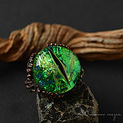 Украшения handmade. Livemaster - original item Ring: Green eye murano glass lampwork. Handmade.