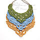 Easy openwork necklace made of natural linen is available in three color options: grass green, light denim blue and the color of fallen Golden-yellow foliage.
